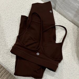 lululemon athletica Brown Leggings and Sports Bra Set